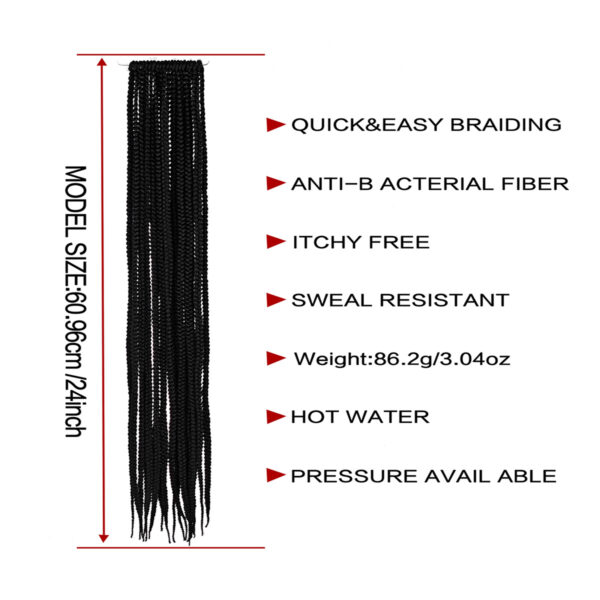 6541  3S THREE STRAND  Crochet Hair  Extensions Soft Synthetic Braiding Hair #JL01-3S THREE STRAND-BOX BRAID PURE 24-1/3S THREE STRAND-BOX BRAID PURE 24-2/3S THREE STRAND-BOX BRAID PURE 24-27/3S THREE STRAND-BOX BRAID PURE 24-M1B/BURG - Image 8