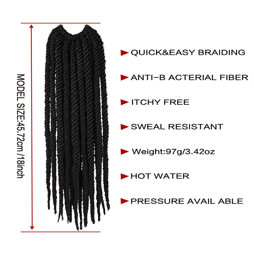 FOUR STRAND SENEGAL TWIST Senegalese Twist Crochet Hair Braids #JL01-802-1B - Image 2