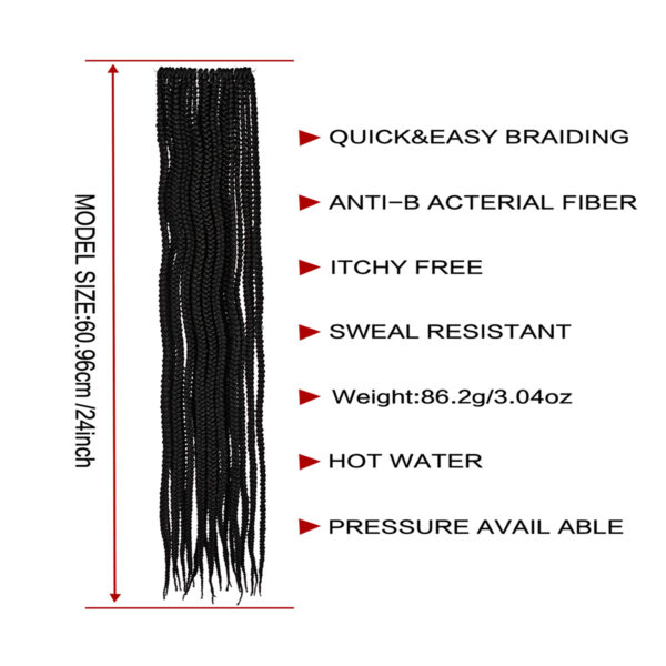 6541  3S THREE STRAND  Crochet Hair  Extensions Soft Synthetic Braiding Hair #JL01-3S THREE STRAND-BOX BRAID PURE 24-1/3S THREE STRAND-BOX BRAID PURE 24-2/3S THREE STRAND-BOX BRAID PURE 24-27/3S THREE STRAND-BOX BRAID PURE 24-M1B/BURG - Image 4