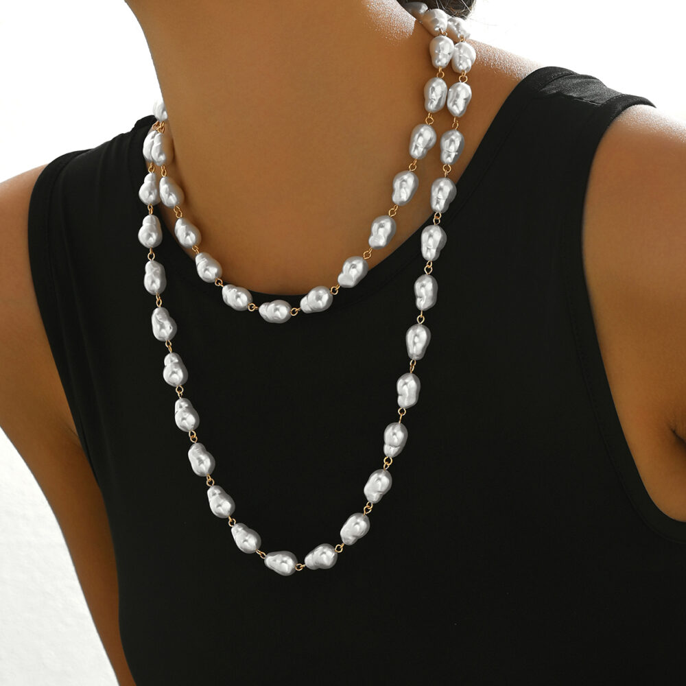 6541  Elegant Double-Layer Pearl Necklace Set - Stylish  and Feminine Jewelry for Young Women #JL01-WJ-0166 - Image 3
