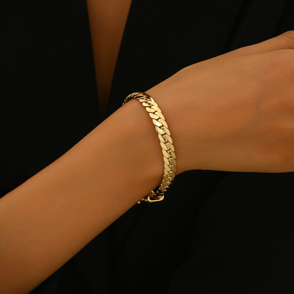 6541  Simple stainless steel hand decoration stylish atmosphere men's plated flat encrypted NK chain bracelet #JL01-WJ-0107
