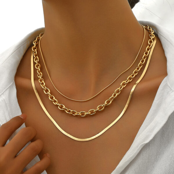6541  Stylish Gold Layered Chain Necklace Set -  Trendy and Versatile Jewelry for Women #JL01-WJ-0092 - Image 3