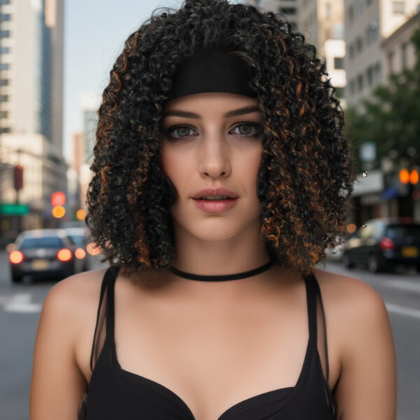 Especially Yours Curly Headband Wig Shoulder-Length Layers of Natural Spiral Curls with Full, Bouncy Volume, Comfy Stretch Band/Runway Shades of Black Headband Kinky Curly Synthetic Hair Wigs For African American Women 16 Inch #JL01-LY-1437A-1/LY-1437A-1B/LY-1437A-2/LY-1437A-OP1B30/LY-1437A-OP27/LY-1437A-OP430 - Image 15