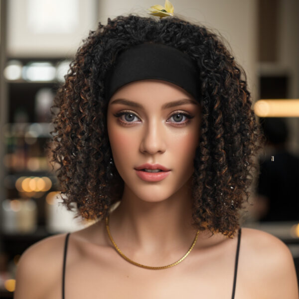 Especially Yours Curly Headband Wig Shoulder-Length Layers of Natural Spiral Curls with Full, Bouncy Volume, Comfy Stretch Band/Runway Shades of Black Headband Kinky Curly Synthetic Hair Wigs For African American Women 16 Inch #JL01-LY-1437A-1/LY-1437A-1B/LY-1437A-2/LY-1437A-OP1B30/LY-1437A-OP27/LY-1437A-OP430 - Image 19