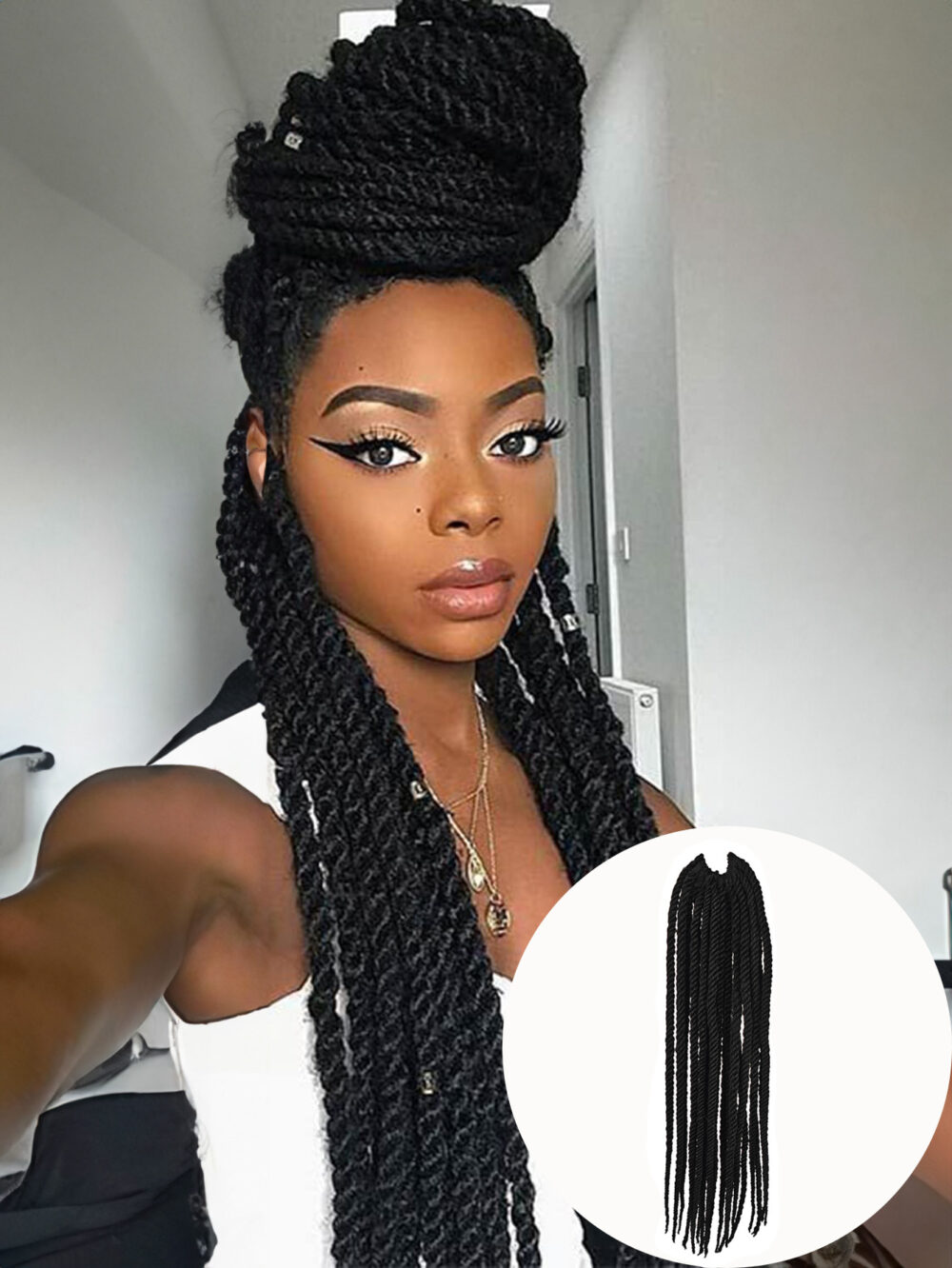 FOUR STRAND SENEGAL TWIST Senegalese Twist Crochet Hair Braids #JL01-802-1B