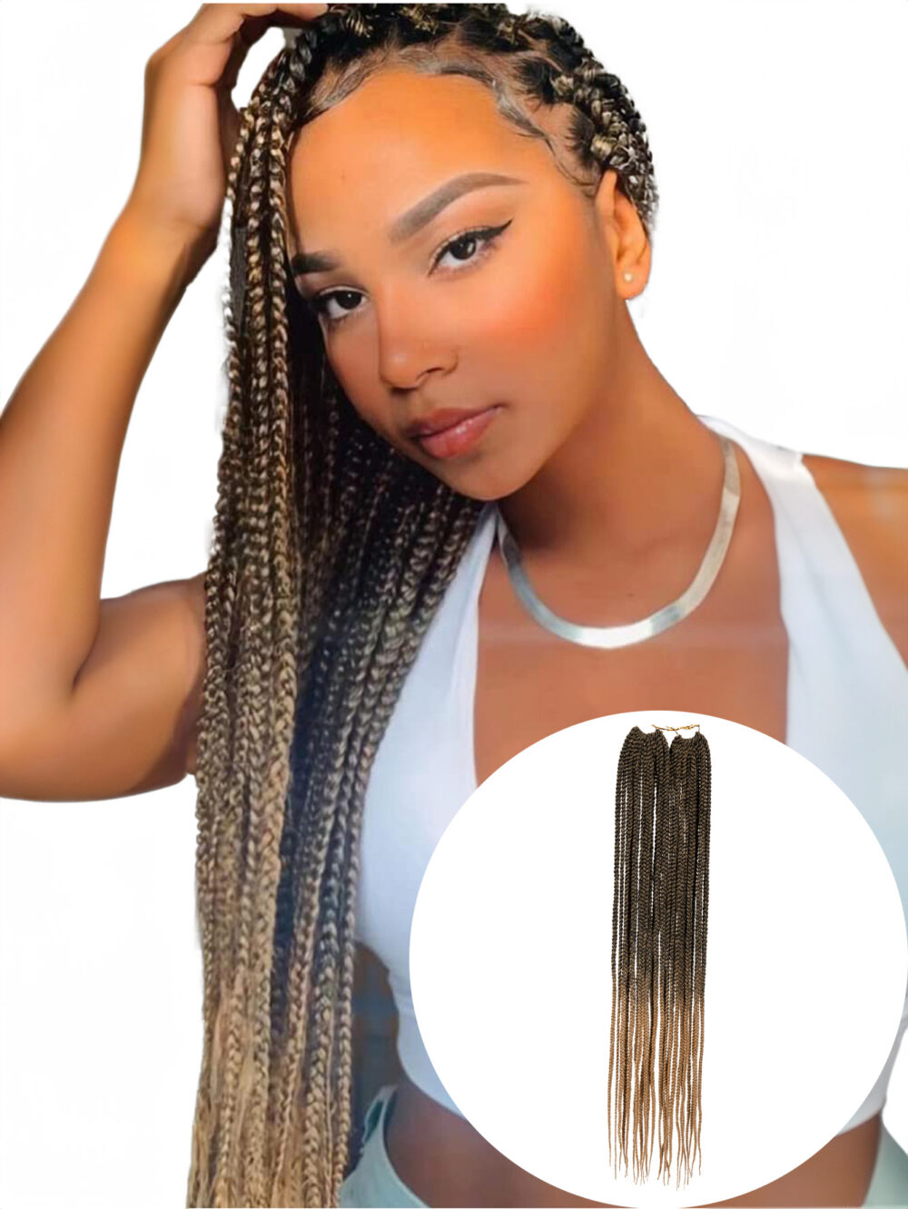 Box Braids Crochet Hair Medium box  braid Pre-Looped #JL01-KXM30 872——MEDIUM BOX BRAID 30"-T27