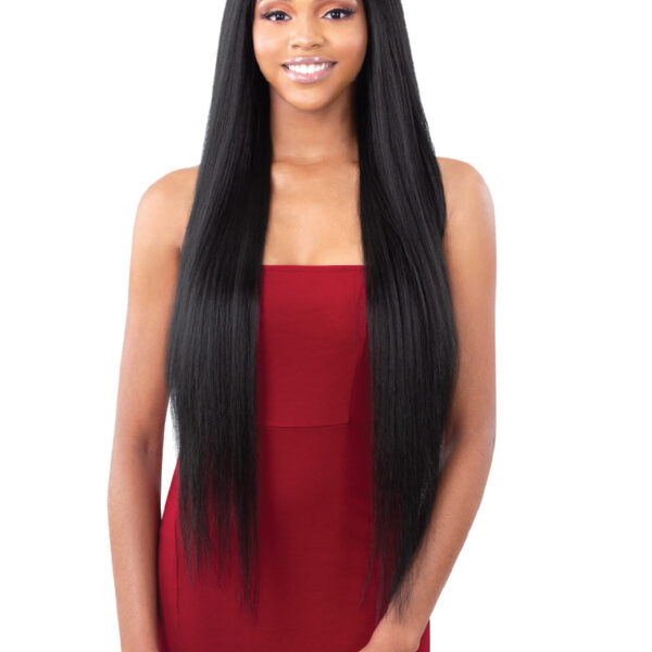 36 Inch Length Yaki Straight Lace Front Synthetic Wig Middle Parting HD Clear Glueless Lace Wig Heat Resistant Fiber Pre-Plucked Hairline with Baby Hair Wig for Women #JL01-204-1/204-613/204-PINK