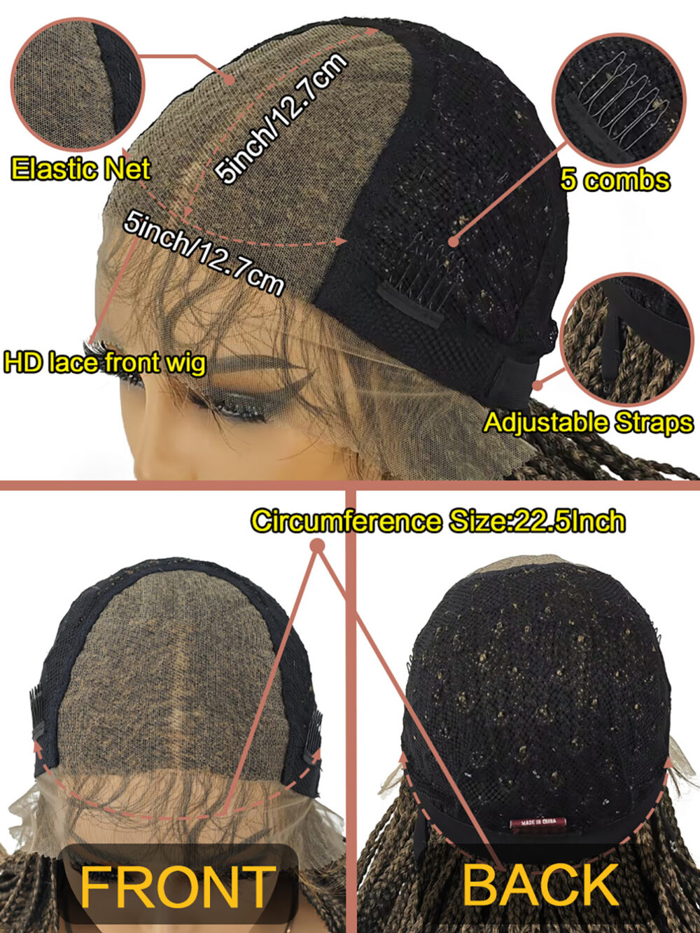 6541  28 inch Braided Wigs for Women Full Lace Front Box Braided  Wig KnotlessBraided Wigs plus Hand Braided  Wigs With Hair synthetic wig #JL01-1032-T27/1032-T30/1032-T530 - Image 4