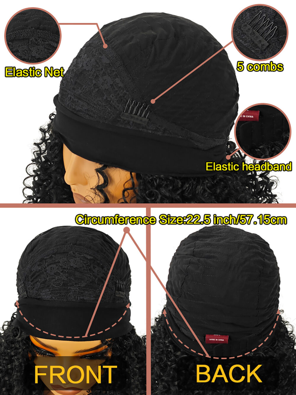 Especially Yours Curly Headband Wig Shoulder-Length Layers of Natural Spiral Curls with Full, Bouncy Volume, Comfy Stretch Band/Runway Shades of Black Headband Kinky Curly Synthetic Hair Wigs For African American Women 16 Inch #JL01-LY-1437A-1/LY-1437A-1B/LY-1437A-2/LY-1437A-OP1B30/LY-1437A-OP27/LY-1437A-OP430 - Image 6