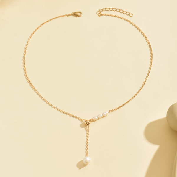 6541  Elegant Gold-Tone Pearl Drop Necklace - Stylish  and Lightweight Jewelry for Young Women #JL01-WJ-0167 - Image 5