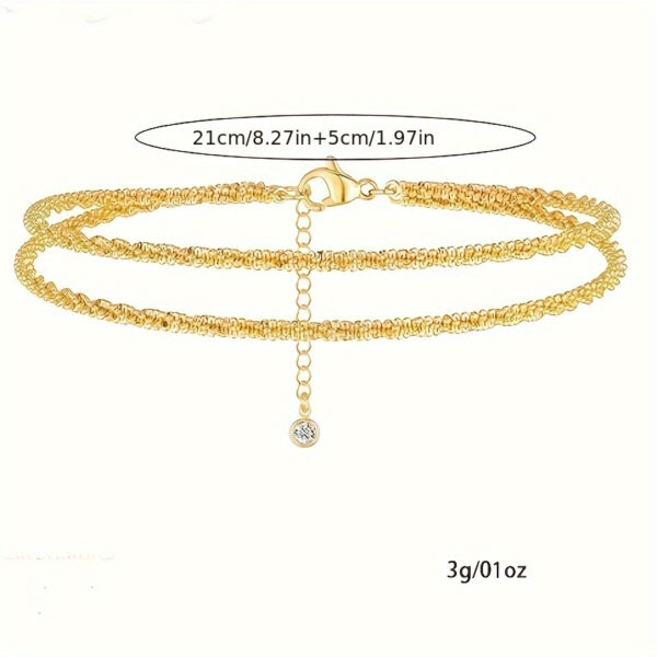 6541  Hawaiian Beach Anklet Sterling Silver Ankle Bracelets for Women  Gold Plated Ankle Bracelets Europe And US Women's Fashion Trend Sparkling Foot Decoration #JL01-WJ-S0038jinse - Image 2