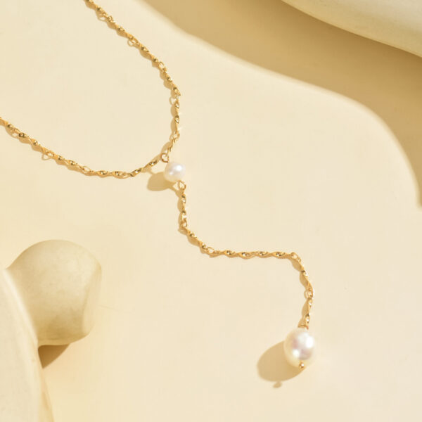 6541  Elegant Gold-Tone Pearl Drop Necklace -  Stylish and Lightweight Jewelry #JL01-WJ-0172
