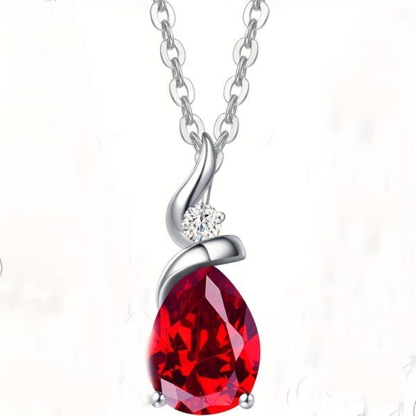 6541  14K Birthstone Pendant Necklace for Women with  Diamond Pear Shape Teardrop Necklace Birthday  Gift for Mom Chain Length 16" + 2" Extender #OS-WJ-S0055
