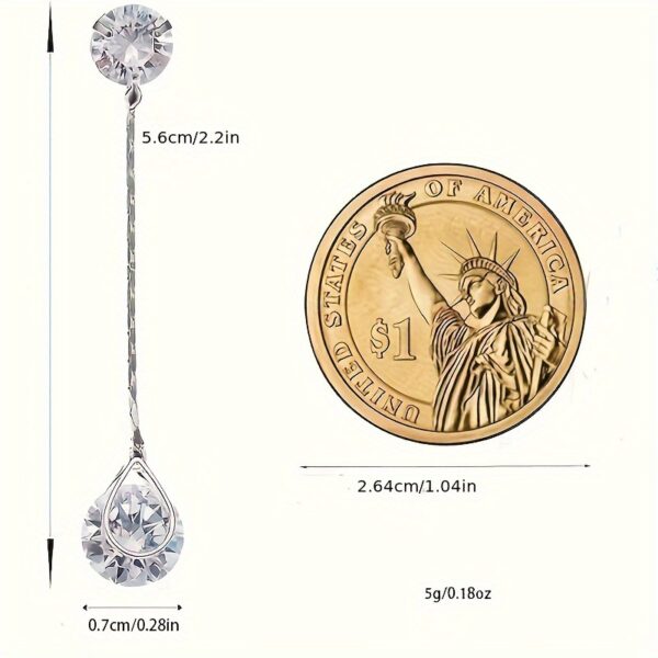 6541  Crystal Linear Drop Earrings - Womens Sterling Silver Round Cubic Zirconia CZ Diamond Rhinestone Long Chain Dangle Earrings Bridal Drop Earrings for Wedding Bride Bridesmaids #JL01-WJ-S0033 - Image 2