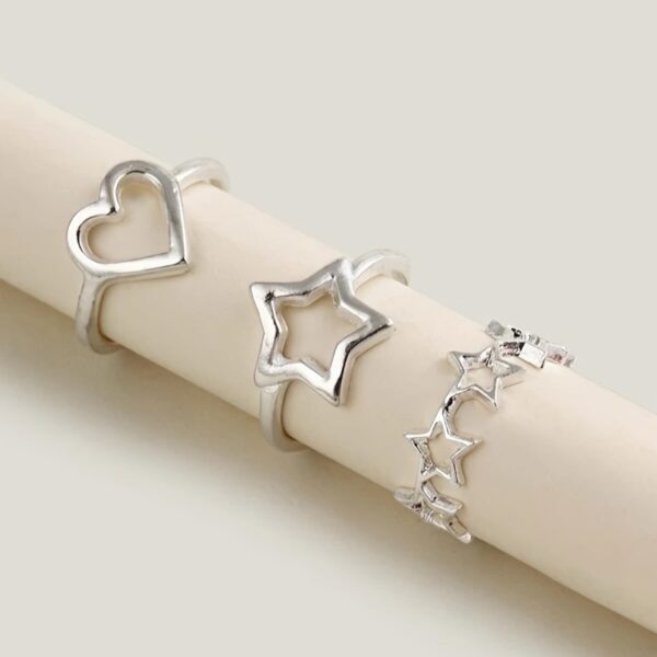 6541  Gold cold wind personality hollow star ring ins Japan and South Korea simple titanium steel non-fade ring accessories #JL01-WJ-0121 - Image 5