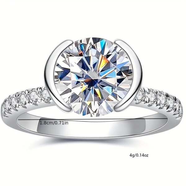 6541  Women's Moissanite Engagement Ring Half Mount Lab-Grown Diamond Promise Ring 14K White Gold Plated Gift #JL01-WJ-S0015 - Image 6