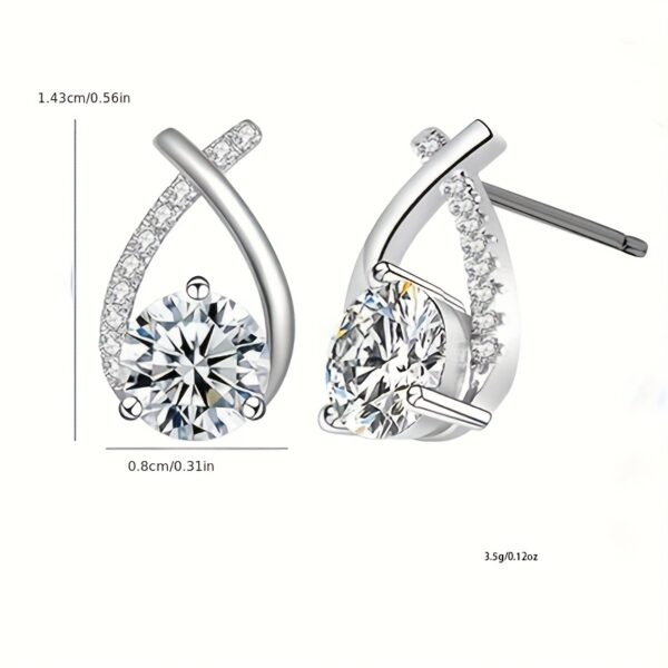 6541  2-2.4 CT Moissanite Earrings D Color VVS1 Clarity Round Cut Lab Created  Diamond Earrings Sterling Silver 18K White Gold Plated Earrings Minimalist Mermaid Tail Earrings #JL01-WJ-S0034 - Image 2