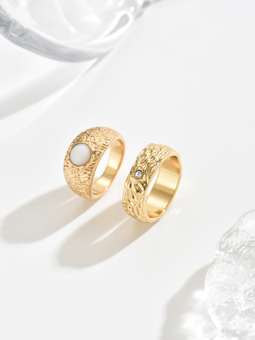 Retro design palace style inset zircon relief sun and moon ring titanium steel plated 18K gold men's and women's rings #JL01-WJ-0078 - Image 5