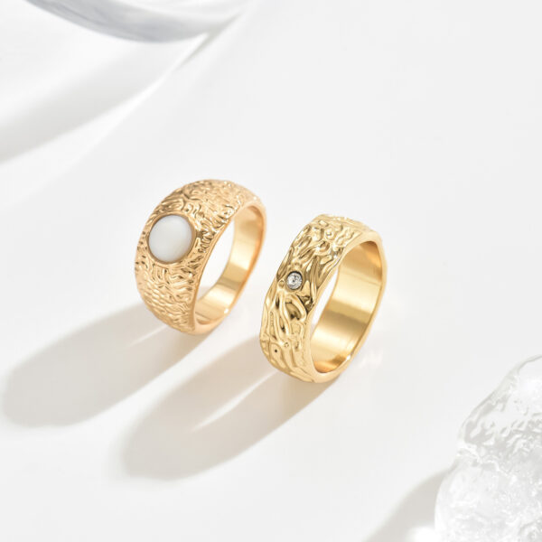 6541  Retro design palace style inset zircon relief sun and moon ring titanium steel plated 18K gold men's and women's rings #JL01-WJ-0078 - Image 5