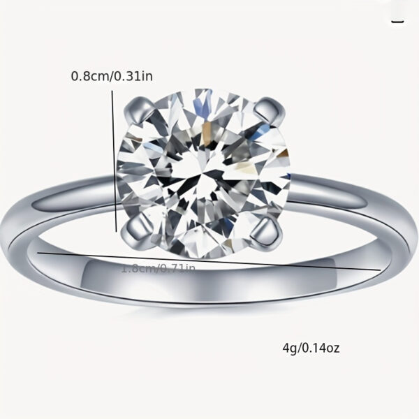 6541  Solitaire Moissanite Engagement Ring, 1CT D Color VVS1 Clarity, 18K White Gold Plated, Ideal Gift for Women #JL01-WJ-S0017 - Image 5