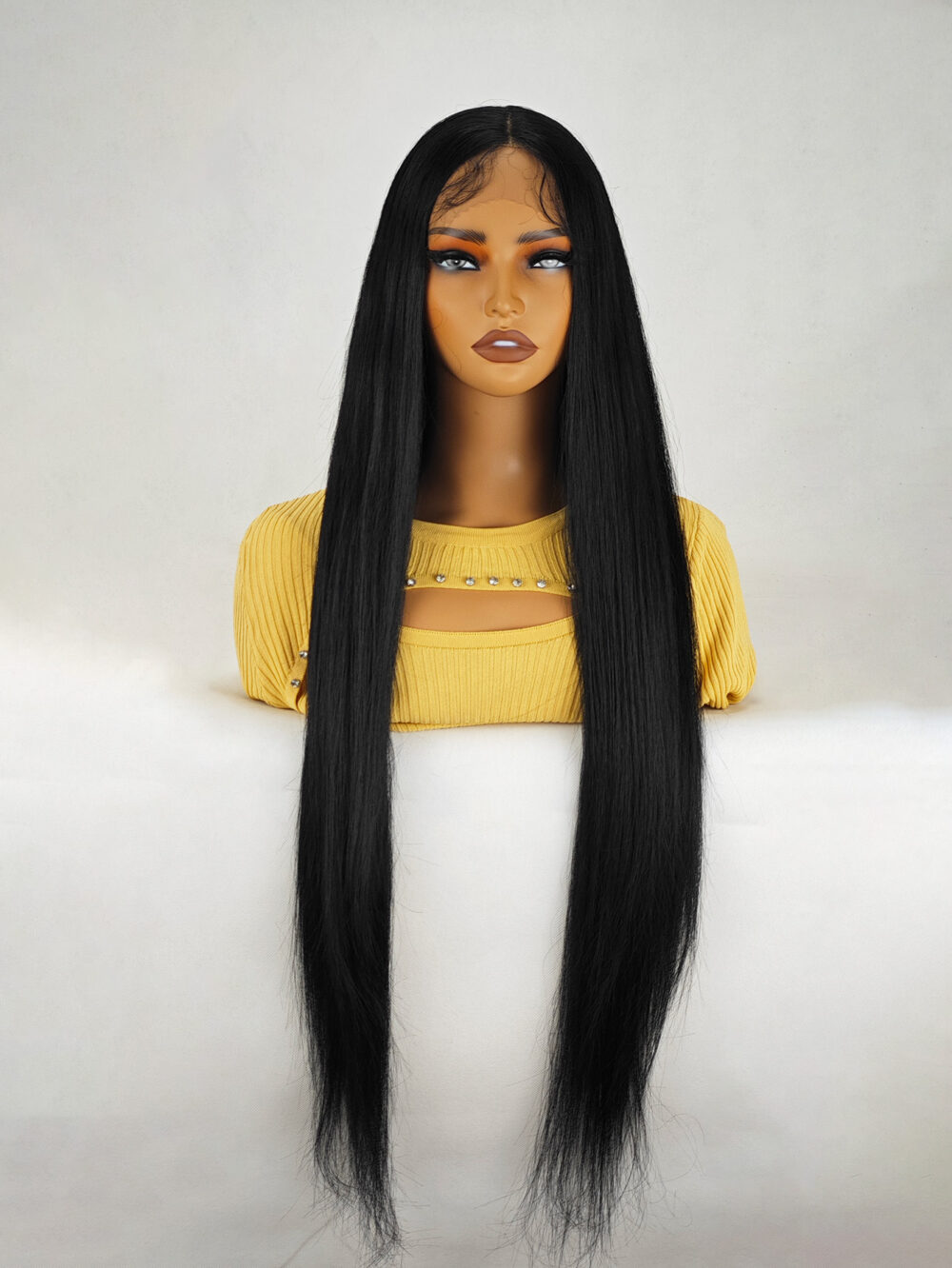 36 Inch Length Yaki Straight Lace Front Synthetic Wig Middle Parting HD Clear Glueless Lace Wig Heat Resistant Fiber Pre-Plucked Hairline with Baby Hair Wig for Women #JL01-204-1/204-613/204-PINK - Image 5