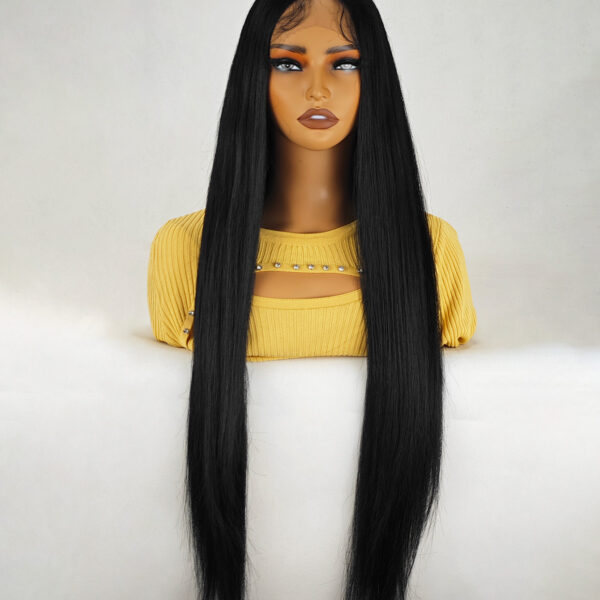 36 Inch Length Yaki Straight Lace Front Synthetic Wig Middle Parting HD Clear Glueless Lace Wig Heat Resistant Fiber Pre-Plucked Hairline with Baby Hair Wig for Women #JL01-204-1/204-613/204-PINK - Image 5