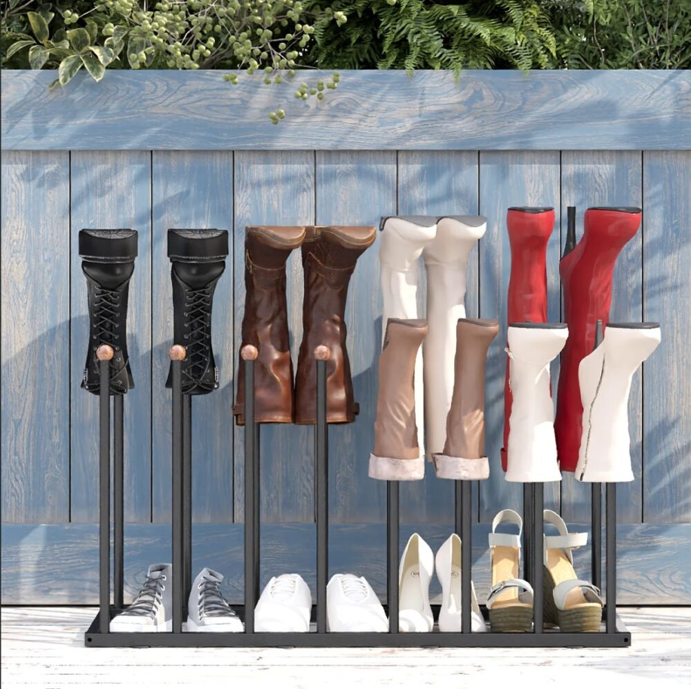 Boot Rack Organizer for 8 Pairs, Free Standing Boot Storage Metal Shoe Rack Fit for Tall Boots #JL06-94789588 - Image 4