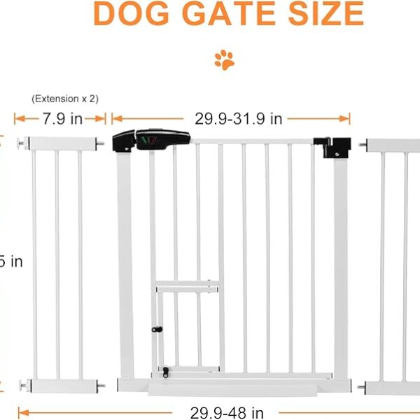 6541  Pet dog door, Indoor Dog door with Cat door Automatic closing Pet door Stair Safety door Dog door Pressure mounting Kit [29.9-48 "ultra wide and 31.5" high]. #JL01-USA-226 - Image 6