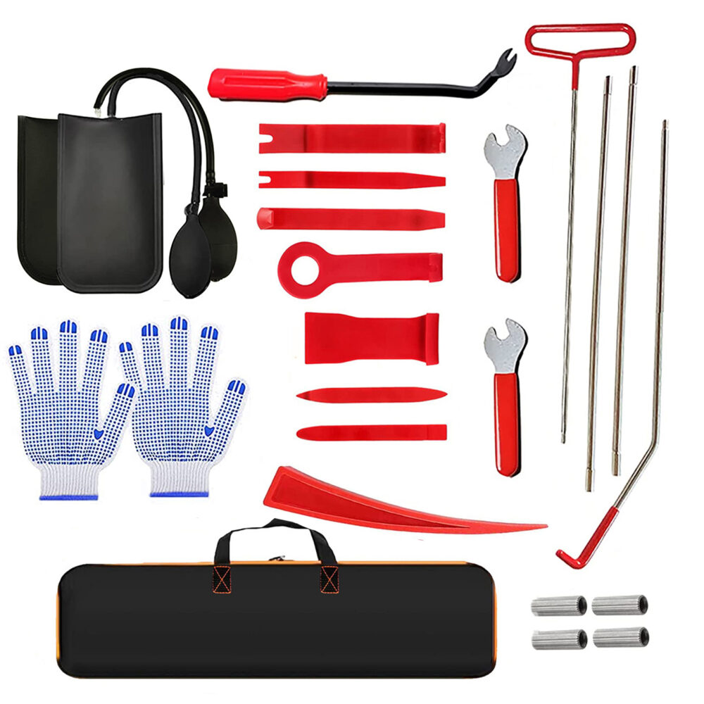 24 stainless steel long distance car emergency key hook red warped roadside emergency kit Car trim removal kit, doors and Windows with air wedge pump combination tools #JL06-85810194