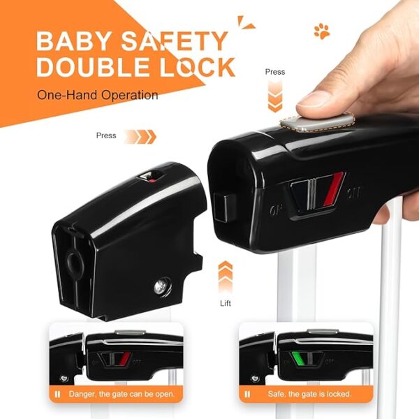 6541  Pet dog door, Indoor Dog door with Cat door Automatic closing Pet door Stair Safety door Dog door Pressure mounting Kit [29.9-48 "ultra wide and 31.5" high]. #JL01-USA-226 - Image 3