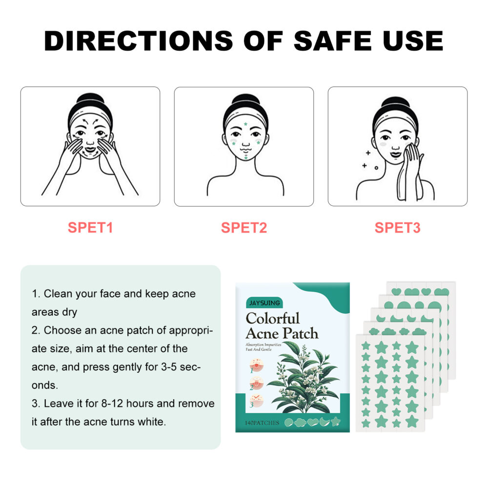 Green Acne Patch Pimples Acne Care Pimples Print Facial Care Irregular shape acne patch #JL04-JAA05-A006-140-GN1 - Image 6