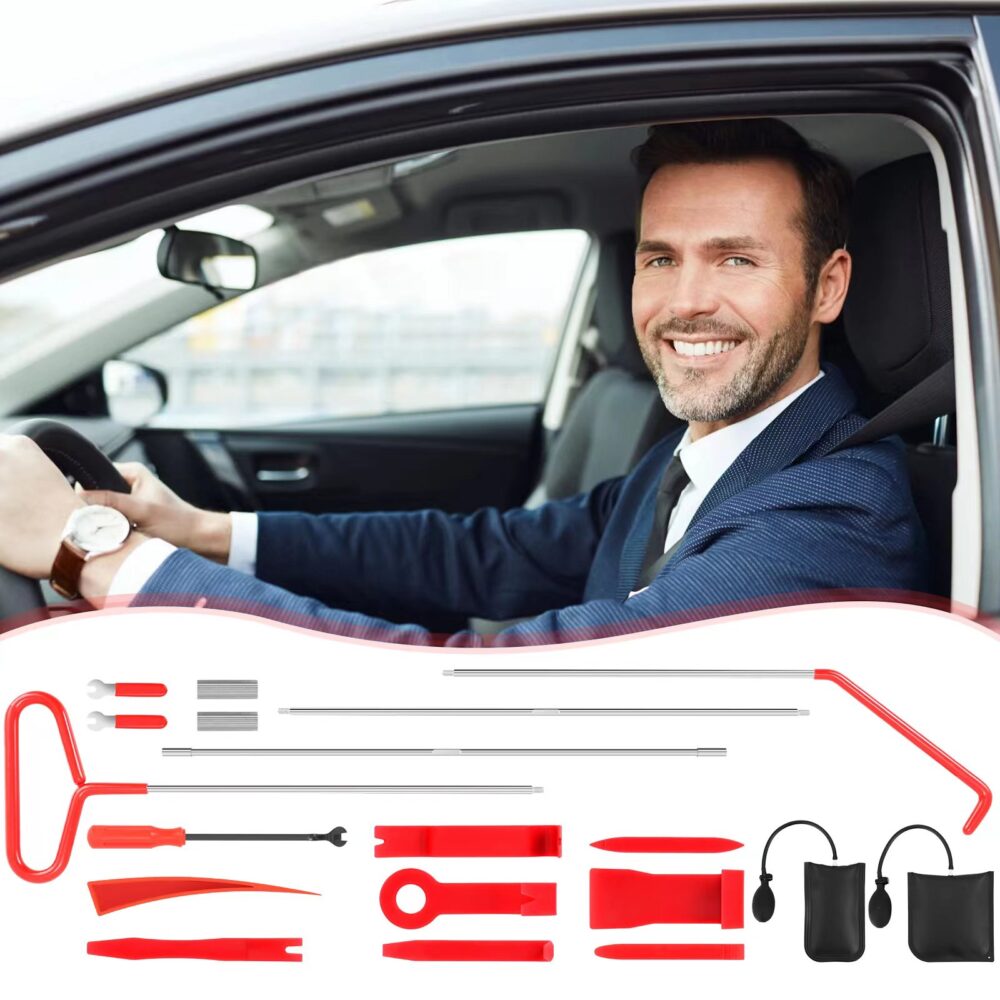 24 stainless steel long distance car emergency key hook red warped roadside emergency kit Car trim removal kit, doors and Windows with air wedge pump combination tools #JL06-85810194 - Image 6