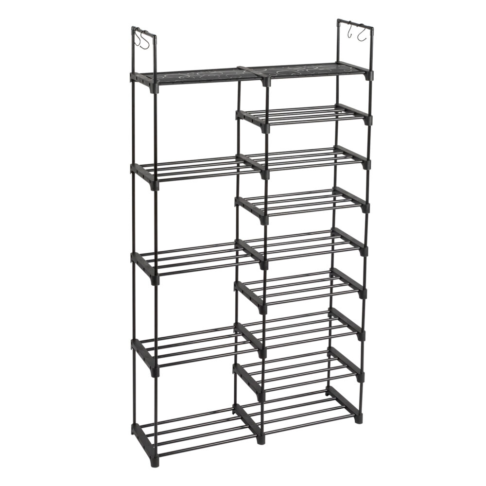 FCH Double row 9 layers with handles Non-woven shoe rack Iron pipe + PP pad + plastic 85.7*29.8*158cm Black #JL06-17210734 - Image 4