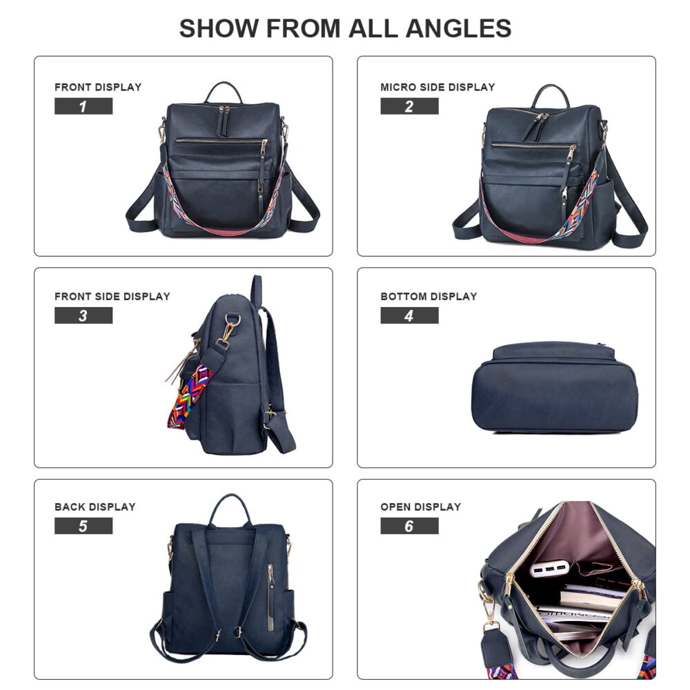 Women's Fashion Backpack Purses Multipurpose Design Handbags and Shoulder Bag Leather Women Backpack School Bag #JL06-76804654 - Image 4