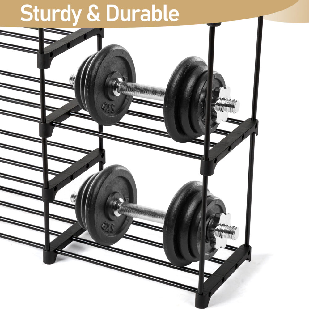 FCH Double row 9 layers with handles Non-woven shoe rack Iron pipe + PP pad + plastic 85.7*29.8*158cm Black #JL06-17210734 - Image 7