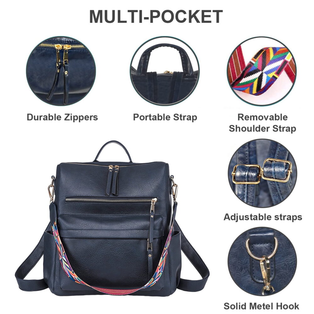 Women's Fashion Backpack Purses Multipurpose Design Handbags and Shoulder Bag Leather Women Backpack School Bag #JL06-76804654 - Image 3