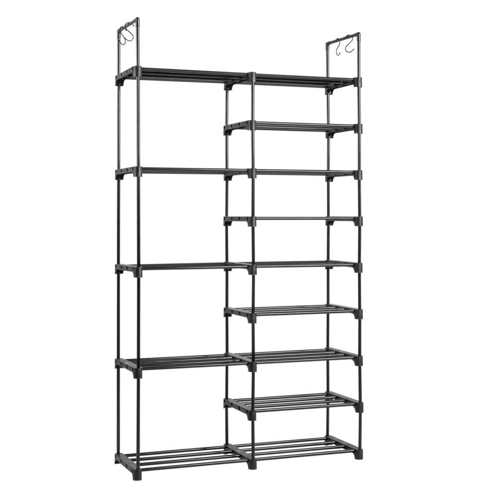 FCH Double row 9 layers with handles Non-woven shoe rack Iron pipe + PP pad + plastic 85.7*29.8*158cm Black #JL06-17210734 - Image 12