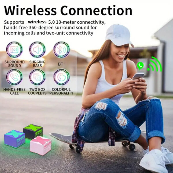6541  Portable magic light light Bluetooth small speaker - outdoor wireless speaker #JL07-X1-BLACK/X1-BLU/X1-Pink - Image 4
