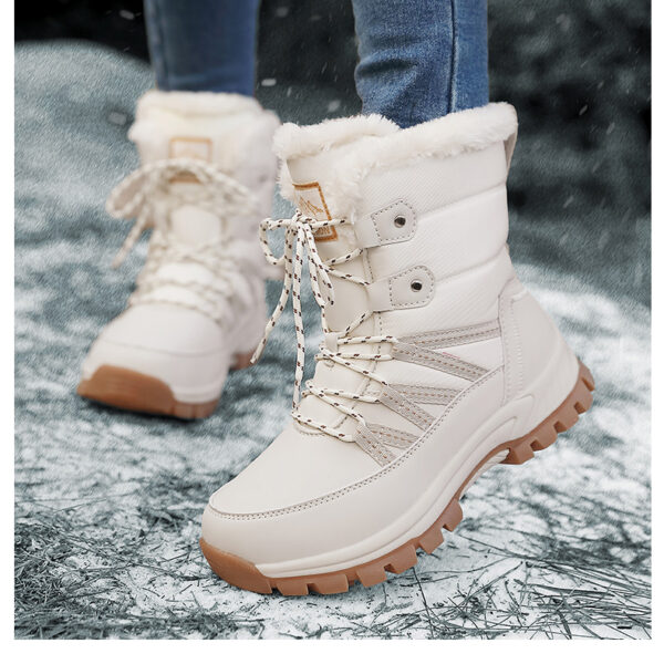 Winter warm snow boots - windproof non-slip cotton shoes with pile thickening #JL07-628-2米色/628-2黑色 - Image 10