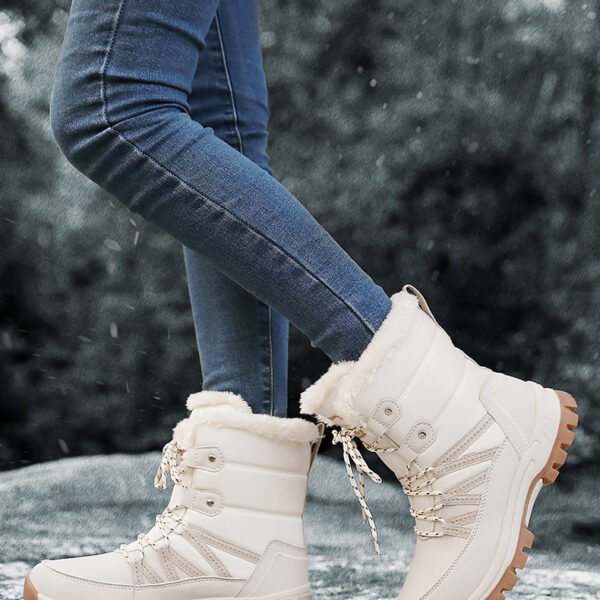 Winter warm snow boots - windproof non-slip cotton shoes with pile thickening #JL07-628-2米色/628-2黑色 - Image 11