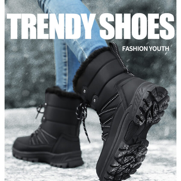 Winter warm snow boots - windproof non-slip cotton shoes with pile thickening #JL07-628-2米色/628-2黑色 - Image 19