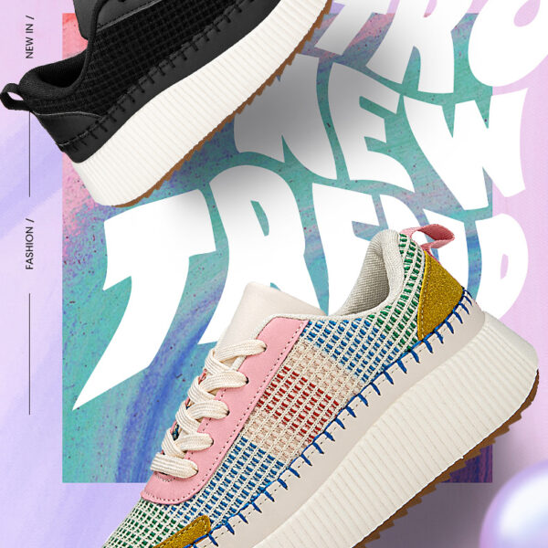 Retro trend casual shoes - Comfortable all-in-one flying woven sneakers #JL07-MK08黑色/MK08白色 - Image 2