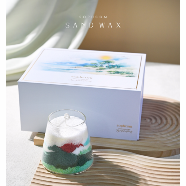 6541  100% palm wax SAND CANDLE SET 150g white color+150g blue color+1 glass cup+10 cotton wicks #JL07-SCSWC001 - Image 13