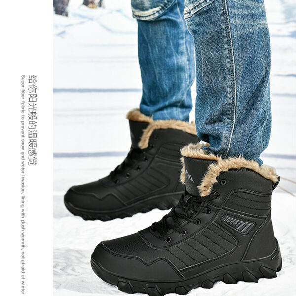 Men's non-slip and wear-resistant outdoor cotton shoes with warm snow boots in winter #JL07-910黑色/910棕色 - Image 16