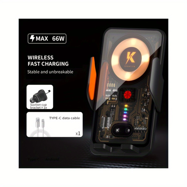 6541  Magnetic car wireless charging: 66W high-speed charging, stable anti-shake, Type-C/ Android interface #JL07-K5 - Image 6