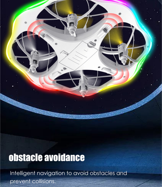6541  Intelligent obstacle avoidance remote control UFO aircraft - 360° rotating stunt drone, bright lights, three speed adjustment #JL07-RCUFO-W - Image 12