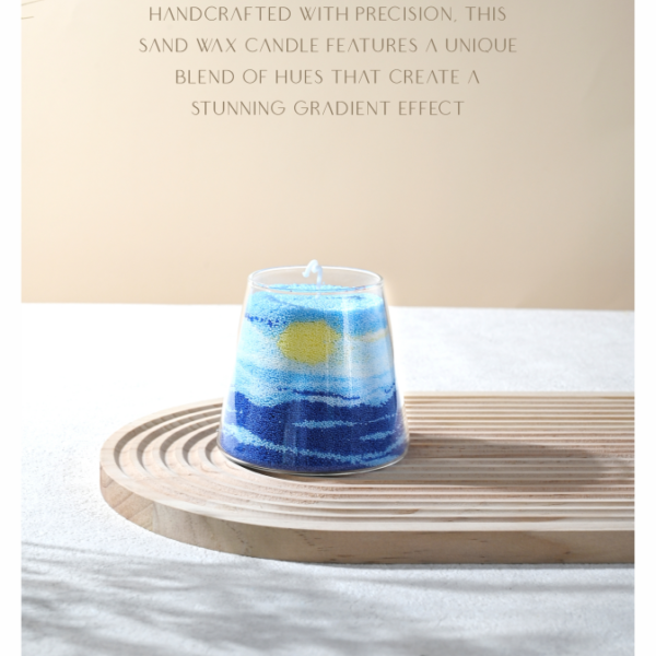6541  100% palm wax SAND CANDLE SET 150g white color+150g blue color+1 glass cup+10 cotton wicks #JL07-SCSWC001 - Image 15