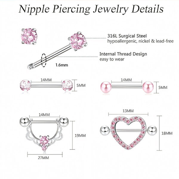6541  9-Piece Nipple Piercing Set，set offers a mix of style and safety Jewelry #JL01-BEGS05 - Image 2