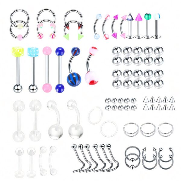 6541  124-piece professional piercing tools and accessories set - including alcohol pads, gloves, tweezers and various piercing needles #JL01-BEGS14 - Image 4