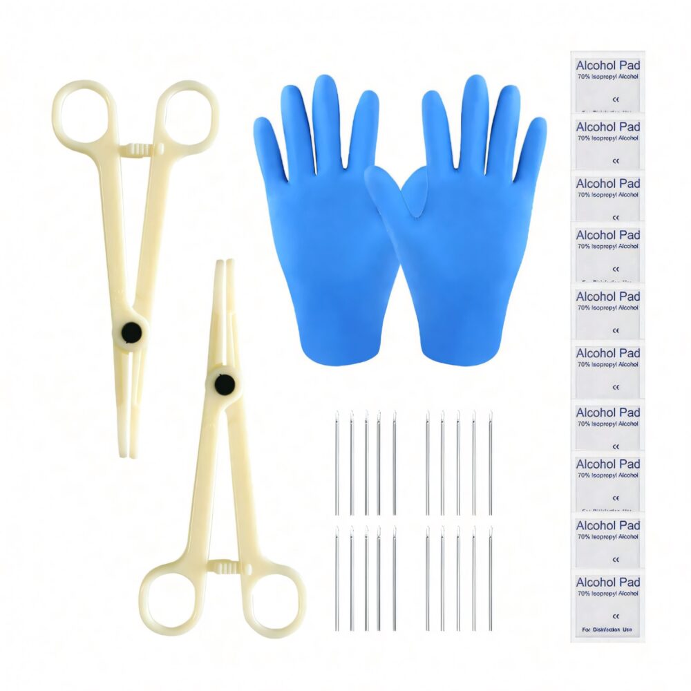 6541  124-piece professional piercing tools and accessories set - including alcohol pads, gloves, tweezers and various piercing needles #JL01-BEGS14 - Image 5